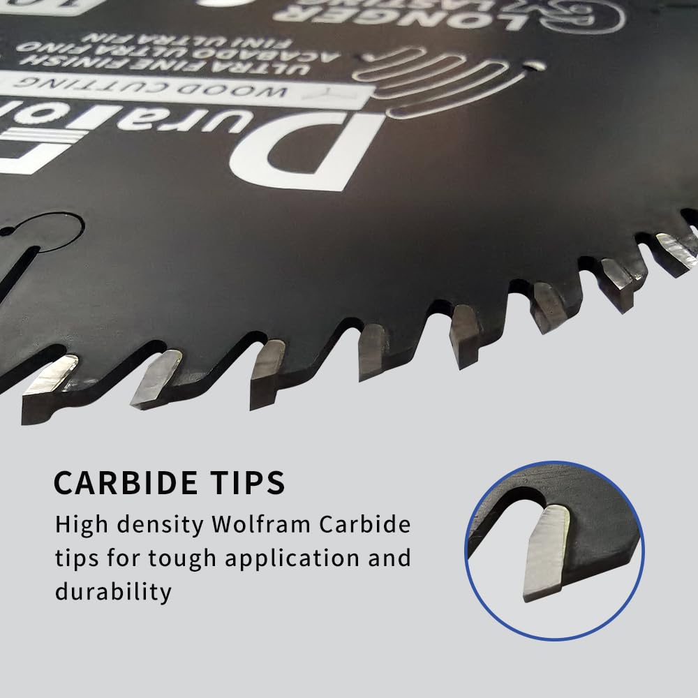 DuraForce 10 Inch 80 Tooth Professional Fine Finish ATB Saw Blade with 5/8 Inch Arbor & DuraGuard Anti-Stick Coating for Miter Saws and Table Saws DuraForce