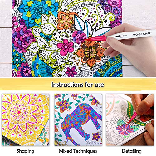 Mogyann Coloring Markers for Adult 100 Colors Dual Tip Brush Pens with Fine  Tip and Brush Tip for Coloring and Calligraphy Drawing