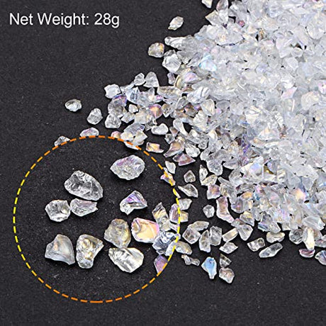 uxcell 6 Colors Crushed Glass Chips, 1-4mm Irregular Glitter Metallic Glass for Craft DIY Vase Filler Epoxy Resin Decoration 28g Gold Tone Green uxcell