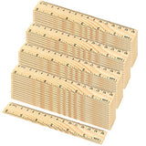 144 PCS 6 Inch 15 cm Wooden Rulers, 2 Scales Accurate Wood School Ruler Double Sided Wood Measuring Tool for Students, Crafts, Office, Home Uses MUKCHAP