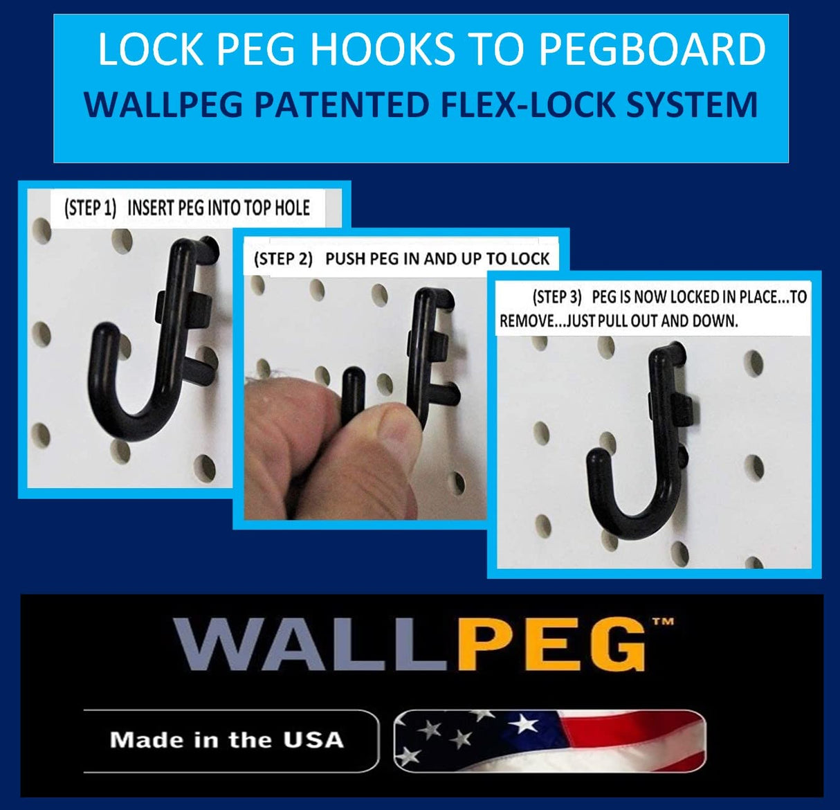 WallPeg Pegboard Wall Organizer Kit - (PK-5B) - 48" Wide - 2 Pegboard Panels & 36 Locking PegBoard Hooks - Garage Organization & Tool Organizer - WallPeg