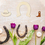 72 Pieces Unfinished Cowboy Wooden Cutouts Horseshoe Shape Wood Discs Slices Wood Cowboy Boot Hat Cutouts Wood Cowboy Theme Crafts for Western Cowboy Chinco