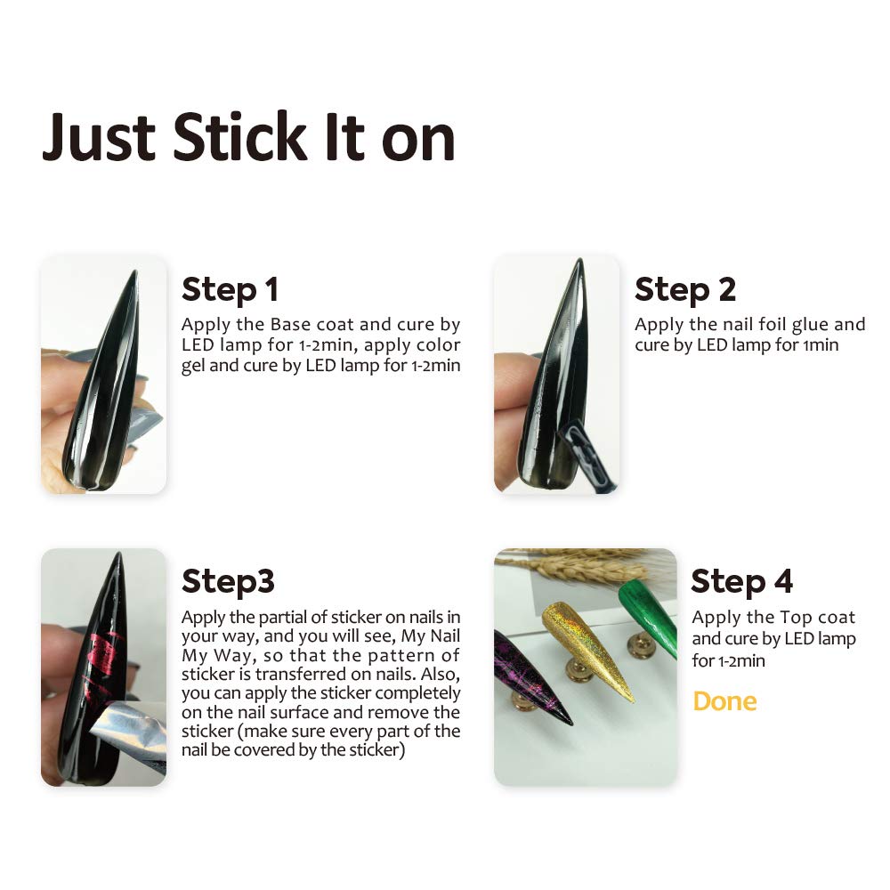 BURANO Nail Art Foil Glue Gel, 15ML 2 Bottles with 60PCS Foils Sticker, Nails Designer Adhesive Transfer Art UV LED Lamp Required BURANO