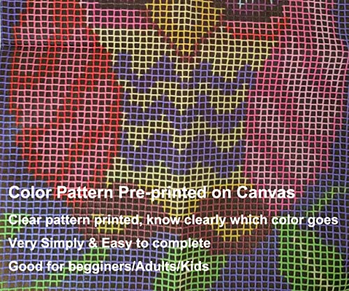 YOOTOM Tiger Latch Hook Rug Kit, Latch Hook Carpet Set, DIY Handmade Crochet Mat Knotted Cushion Yarn Needlework Tapestry 3D Crafts, Color Tiger YOOTOM