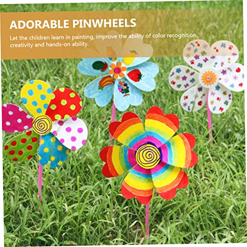 FUNOMOCYA 8pcs Hand-Painted Windmill White Craft Pinwheels Kids Hand Windmill Pinwheel Toy Unfinished Pinwheels DIY Paper Windmills Pinwheels Crafts FUNOMOCYA