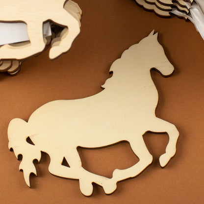 Pack of 24 Unfinished Wood Horse Cutouts by Factory Direct Craft - Wooden Western Rodeo Cowboy Cowgirl Galloping Horse Shapes for Crafts and DIY