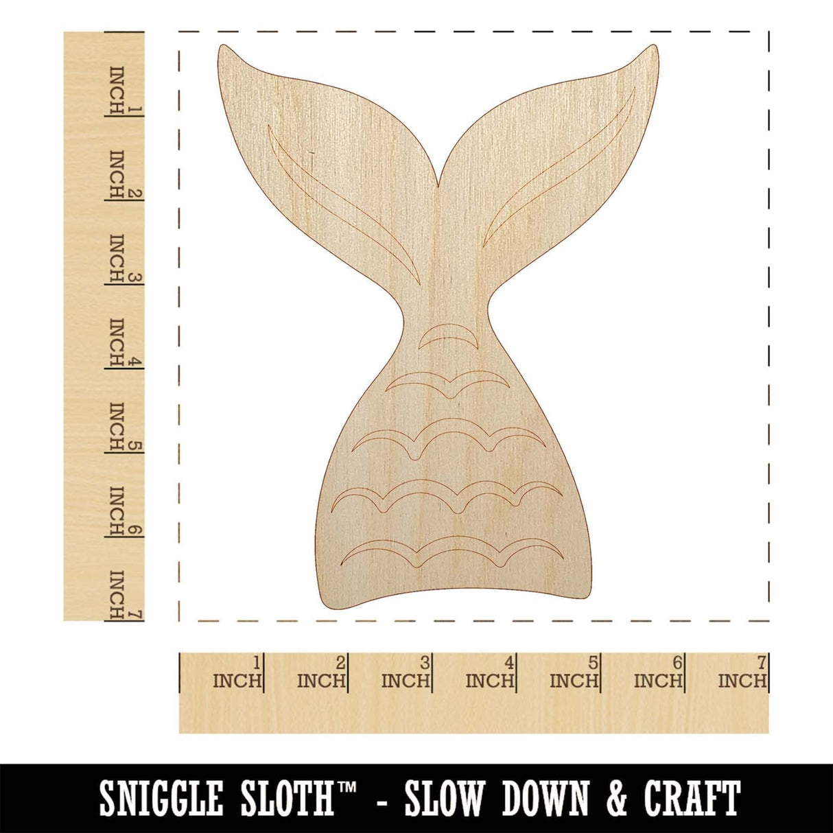 Mermaid Tail Unfinished Wood Shape Piece Cutout for DIY Craft Projects - 1/4 Inch Thick - 6.25 Inch Size Sniggle Sloth