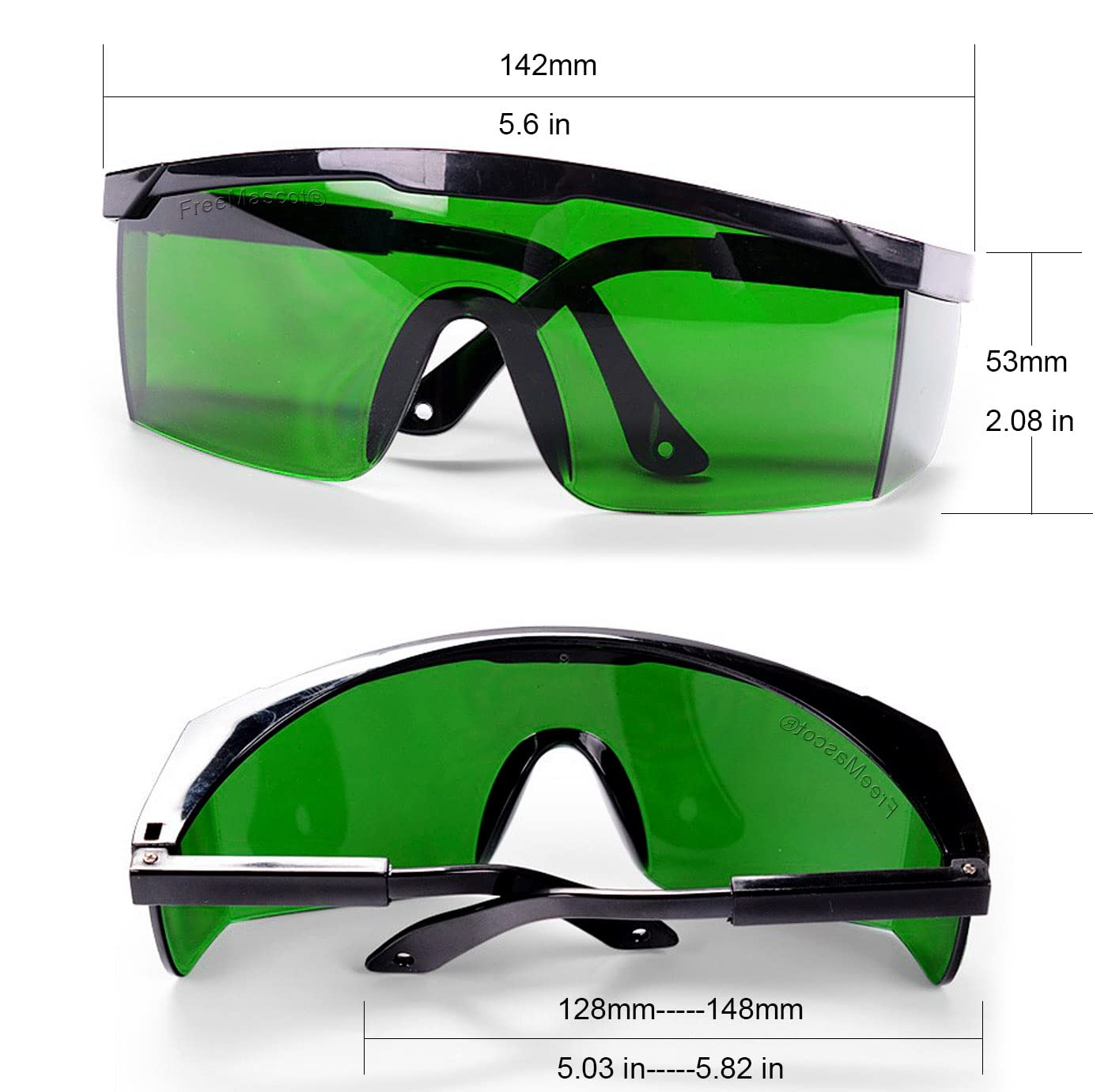 FreeMascot IPL 200nm-2000nm Laser Safety Glasses for Laser Hair Removal Treatment and Laser Cosmetology Operator Eye Protection with Case (Green) - WoodArtSupply