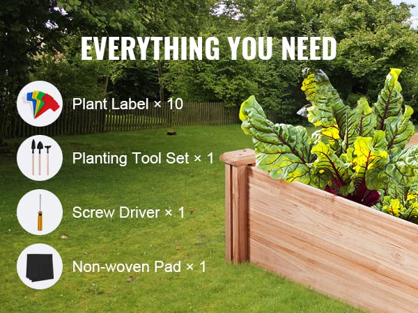 VEVOR Outdoor Wooden Raised Garden Bed Planter, 96 x 24 x 10in, High End Natural Fir Wood No-Bolt Assembly, Elevated Planting Box for Vegetable/Herb VEVOR