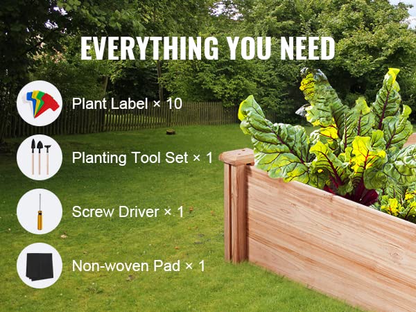 VEVOR Outdoor Wooden Raised Garden Bed Planter, 96 x 24 x 10in, High End Natural Fir Wood No-Bolt Assembly, Elevated Planting Box for Vegetable/Herb - WoodArtSupply