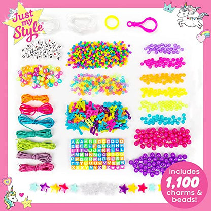 Just My Style ABC Beads by Horizon Group Usa, 1000+ Charms & Beads, Alphabet Charms, Accent Seed Star Wax Beading Cord, Satin Cord Key Ring Included,