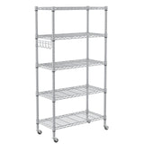 Homdox 5 Tier Adjustable Rolling Storage Shelves, Heavy Duty Wire Storage Racks and Shelving, Metal Shelves for Storage with Side Hooks for Pantry Homdox