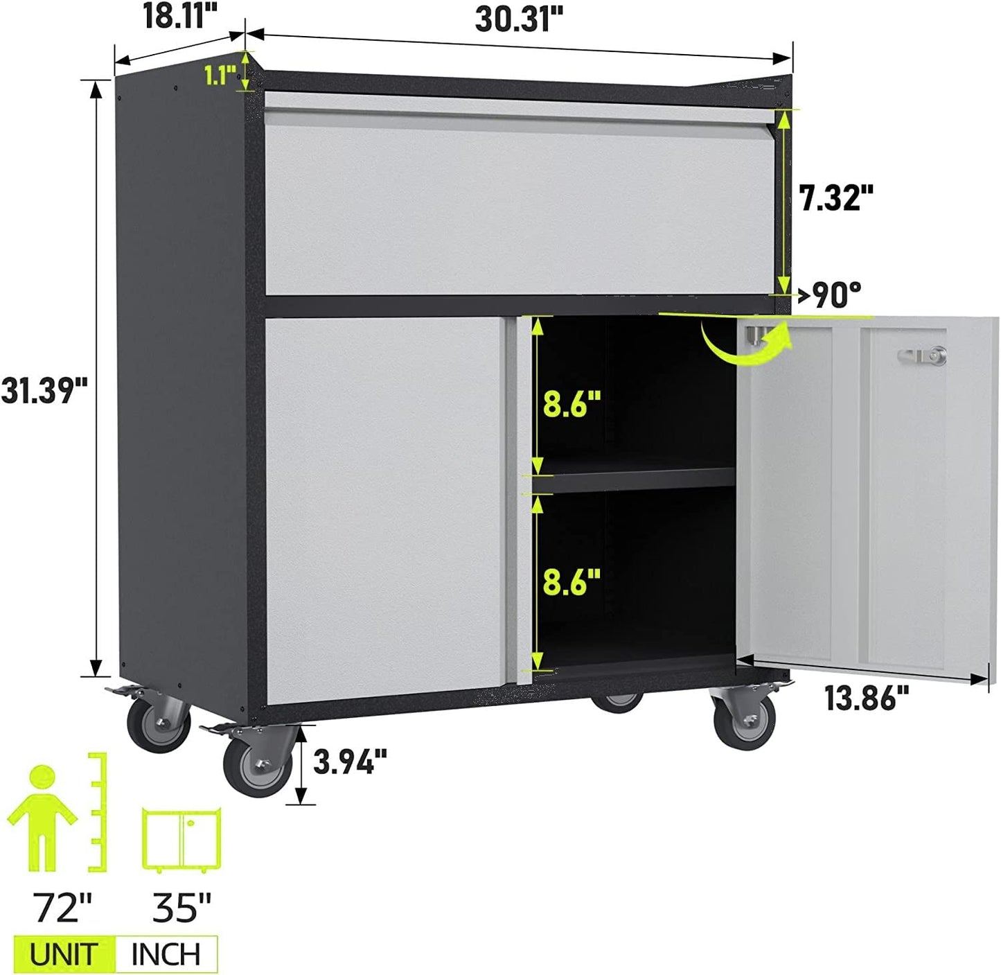 JAORD Metal Storage Cabinet,Garage Storage Cabinet with Doors and Shelves,71'' Lockable File Cabinet for Office Home Warehouse…, 70.9inch-black - WoodArtSupply