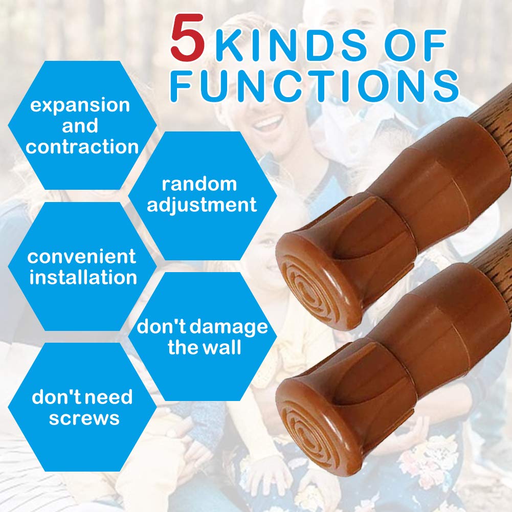 AIZESI 2PCS Curtain Rods Small Tension Rod 16 to 28 Inch Extendable Spring Curtain Rods Wood Color Tension Curtain Rod Short Spring Tension Rod for AIZESI