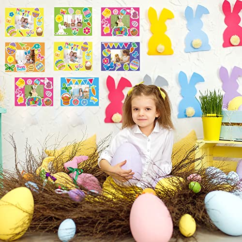 chiazllta 24 Packs Easter Kid's Craft Kits Easter Bunny Egg DIY Picture Frame Craft Suitable for Easter Class Game Activities Gift for Kids chiazllta