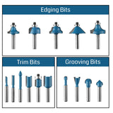 Genmitsu 15pcs 1/4 Inch Shank Router Bits Set, Woodworking Tools for Trim, Groove & Edge Treatment, DIY, CNC Machine Engraving, Woodworking Project, Genmitsu