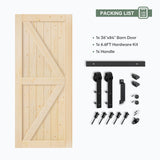 ROYMELO 36x84 inch Sliding Barn Wood Door Slab with 6.6ft Hardware Kit, Requires Simple DIY Assembly ROYMELO