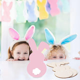 Whaline 4Pcs Easter Wooden Bunny Cutouts 9.8 x 5.1 Inch Unfinished Wooden Bunny Slices Signs Wood Rabbit Ornament for Spring Easter DIY Painting Whaline