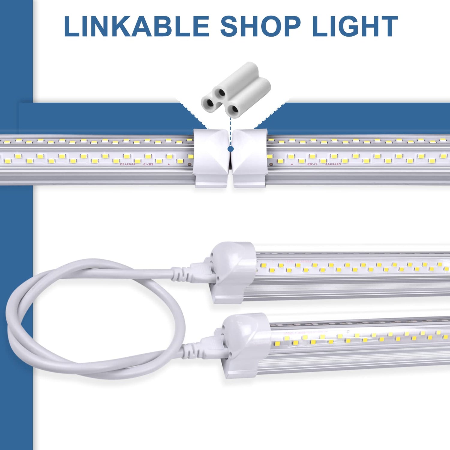 ONLYLUX 8Ft LED Shop Light Fixture - 8 Foot 100W 15000LM 6500K, Linkable with Plug LED Lights for Garage,V Shape, 96" T8 LED Tube Light, Hight ONLYLUX