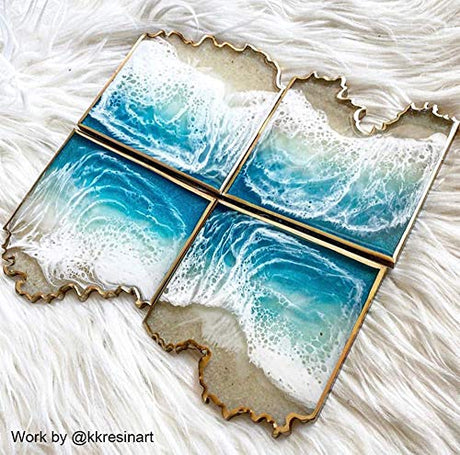 ResinWorld 4 inches Resin Coaster Molds, Silicone Coaster Molds for Epoxy Resin, Geode Mold for Making Agate Coasters, Cup Mats ResinWorld