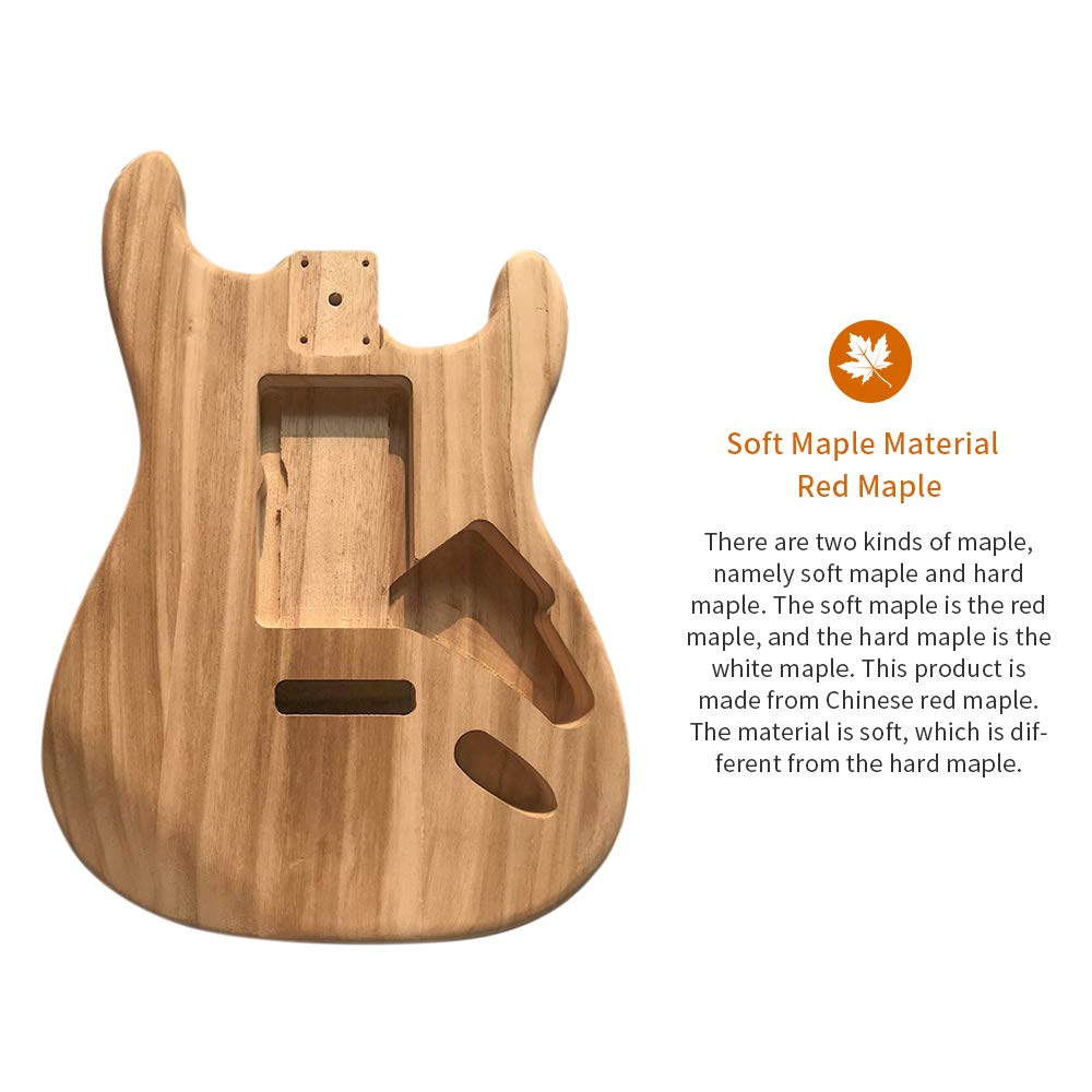 BUZHI Polished Wood Type Electric Maple Guitar Barrel Body Unfinished Electric Guitar Barrel,Wood Type Guitar Barrel BUZHI