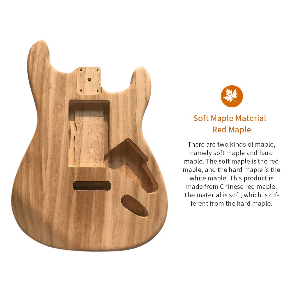 HUIOP Guitar Barrel, Polished Wood Type Electric Maple Guitar Barrel Body Unfinished Electric Guitar Barrel - WoodArtSupply