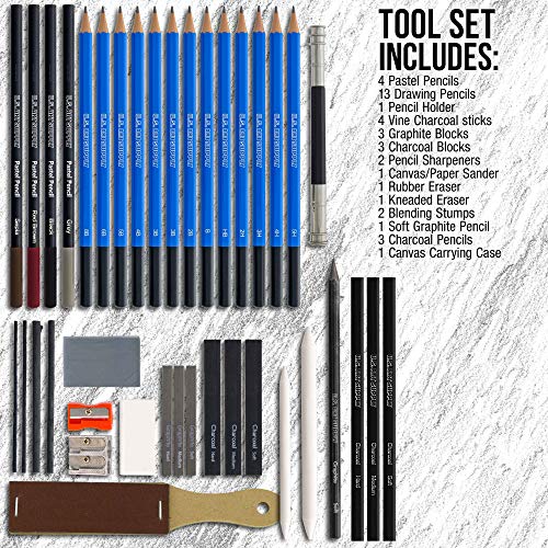 U.S. Art Supply 44-Piece Drawing & Sketching Art Set with 4 Sketch Pads (242 Paper Sheets) - Professional Artist Kit, Graphite, Charcoal, Pastel U.S. Art Supply