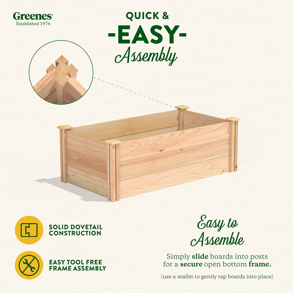 Greenes Fence Premium Cedar Raised Garden Bed, 2' x 4' x 16.5" - Made in USA with North American Cedar