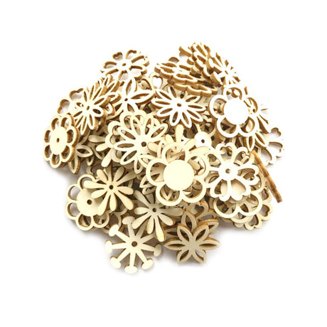 150pcs Blank Wooden Cutout Flower Slices Crafts for Kids Ornaments for Kids Flower Wood Tags Flower Embellishments Wood Hanging Ornament Flower CIMAXIC