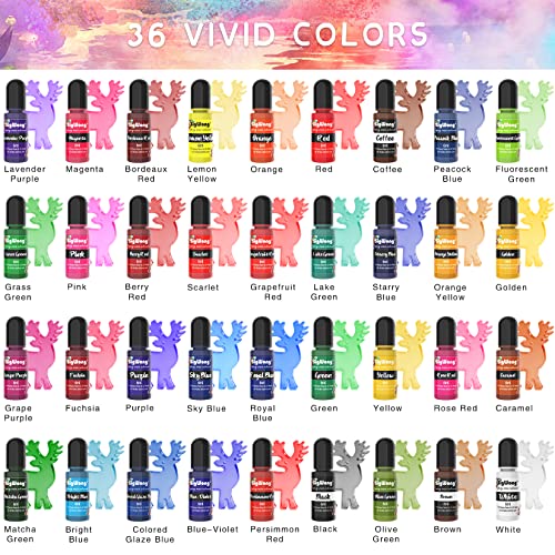 Epoxy Resin Pigment - 36 Color Liquid Translucent Colorant, Highly Concentrated Dye for DIY Jewelry Making, AB Coloring Paint, Craft 6ml Each SigWong