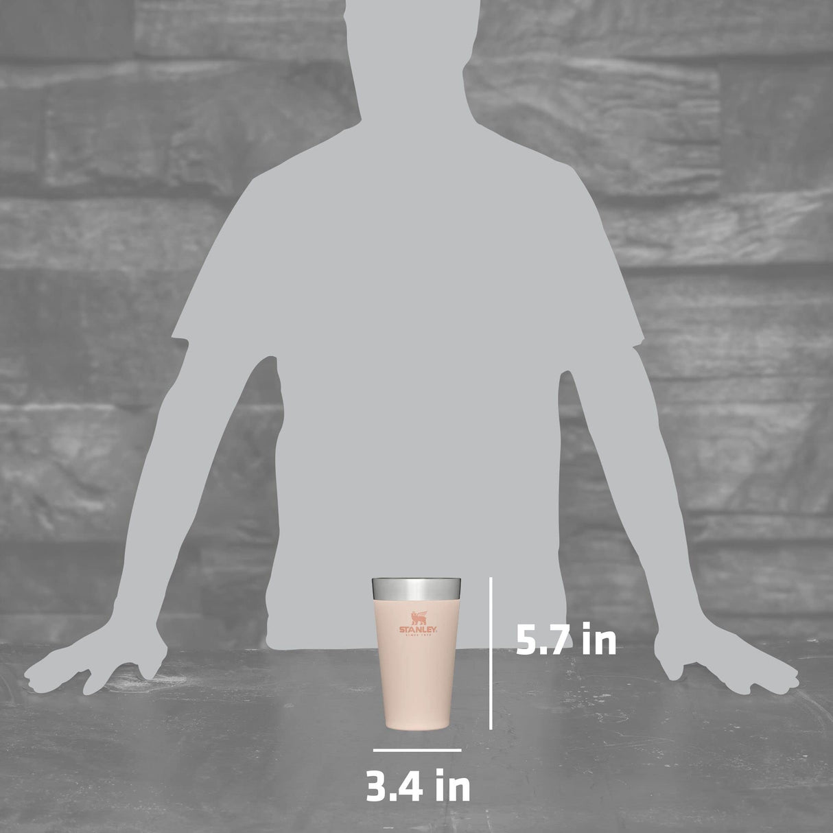 STANLEY Adventure Inulsated Stacking Beer Pint Glass, 16oz Stainless Steel Double Wall Rugged Metal Drinking Tumbler (Limestone) STANLEY