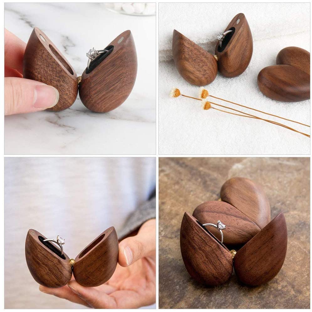 Personalized Wooden Ring Box Heart Shaped Ring Box Wedding,Proposal,Engagement Generic