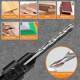 5-pc Woodworking Countersink Counterbore Drill Bit Set 3in1 for #6 8 10 12 16 Screws, M2 Pilot Drill Bits Adjustable Depth, 82-Degree Chamfer with - WoodArtSupply