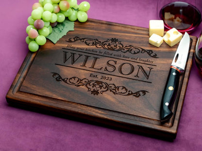 Straga Personalized Cutting Boards | Handmade Wood Engraved Charcuterie | Custom Wedding, Anniversary, Housewarming Gift for Newlyweds - WoodArtSupply