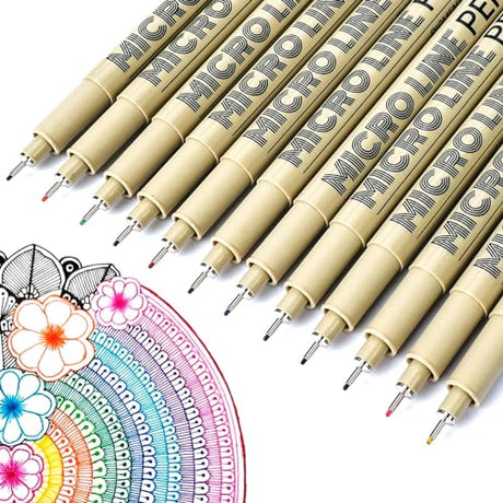 KERIFI 12 Colors 05 Micro Fineliner Drawing Art Pens, Waterproof Archival Ink Pens, 0.45mm Multiliner Fine Liner Pens for Illustration Technical KERIFI