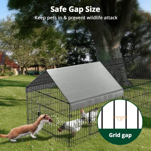 PawGiant Chicken Coop 86"×40" Chicken Run Pen for Yard with Cover Outdoor Metal Portable Chicken Tractor Cage Enclosure Crate Outside for Small PawGiant