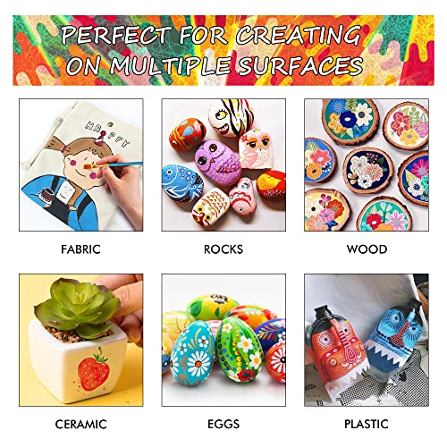 Shuttle Art 47 Pack Acrylic Paint Set, 15 Colors (12ml Each, 2Pack) Acrylic Paint with 10 Brushes Painting Canvas Knife Palette Sponge, Complete Gift Shuttle Art