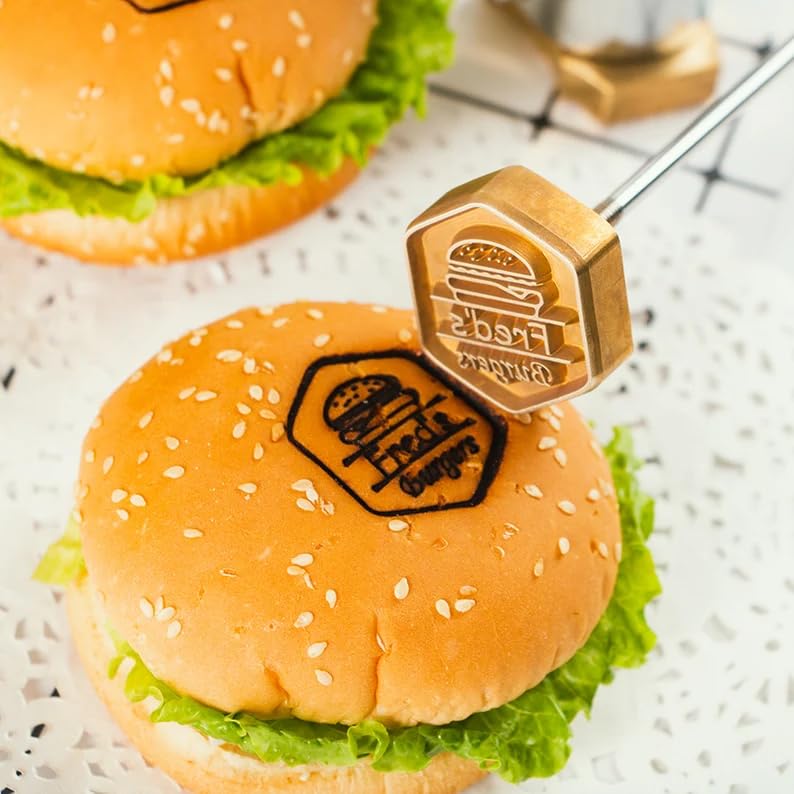 Branding Iron Stamp for Food, Bread, Burger, Cake, Toast, Beef, Steak, Personalized Brass Stamp, Christmas Gift for Banquet.