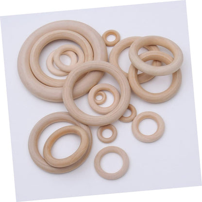 Toyvian 20 Pcs Kids Wooden Toys Kids Educational Toys Baby Kit Unfinished Wooden Rings DIY Baby Teething Ring Rustic Baby Gym Rings Bamboo Baby - WoodArtSupply