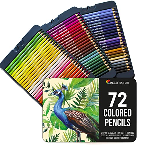 Zenacolor 72 Colored Pencils Set - Numbered Coloring Pencils in Metal Case - Art supplies Color Pencils for Adult Coloring Books, Adults and Artists - WoodArtSupply