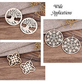 FASHEWELRY 80pcs Unfinished Filigree Flower Tree of Life Wooden Dangle Earring Pendants Natural Hollow Blank Wood Cutouts with 80pcs Jump Rings, FASHEWELRY