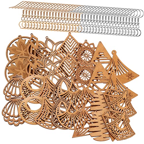 VILLCASE 3 Sets Wooden Geometric Earrings Leather Earring Making Kit African Earrings for Women Unfinished Wood Earrings Wooden Jewelry DIY Kits VILLCASE