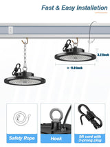 ELEKICO UFO Led High Bay Light Shop Lights 150W 21000Lm 5000K Daylight with Plug, UFO High Bay Lights for Garage Warehouse Workshop Factory Barn ELEKICO