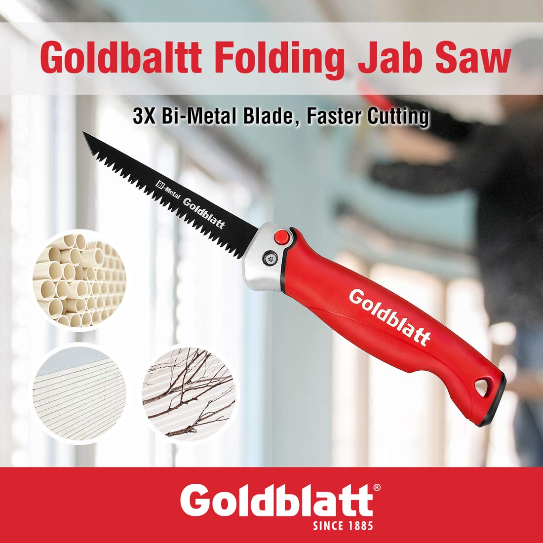 Goldblatt Folding Drywall / Sheetrock Saw, Jab / Hand Saw with Soft Grip Handle, for Wallboard, Plywood and PVC Goldblatt
