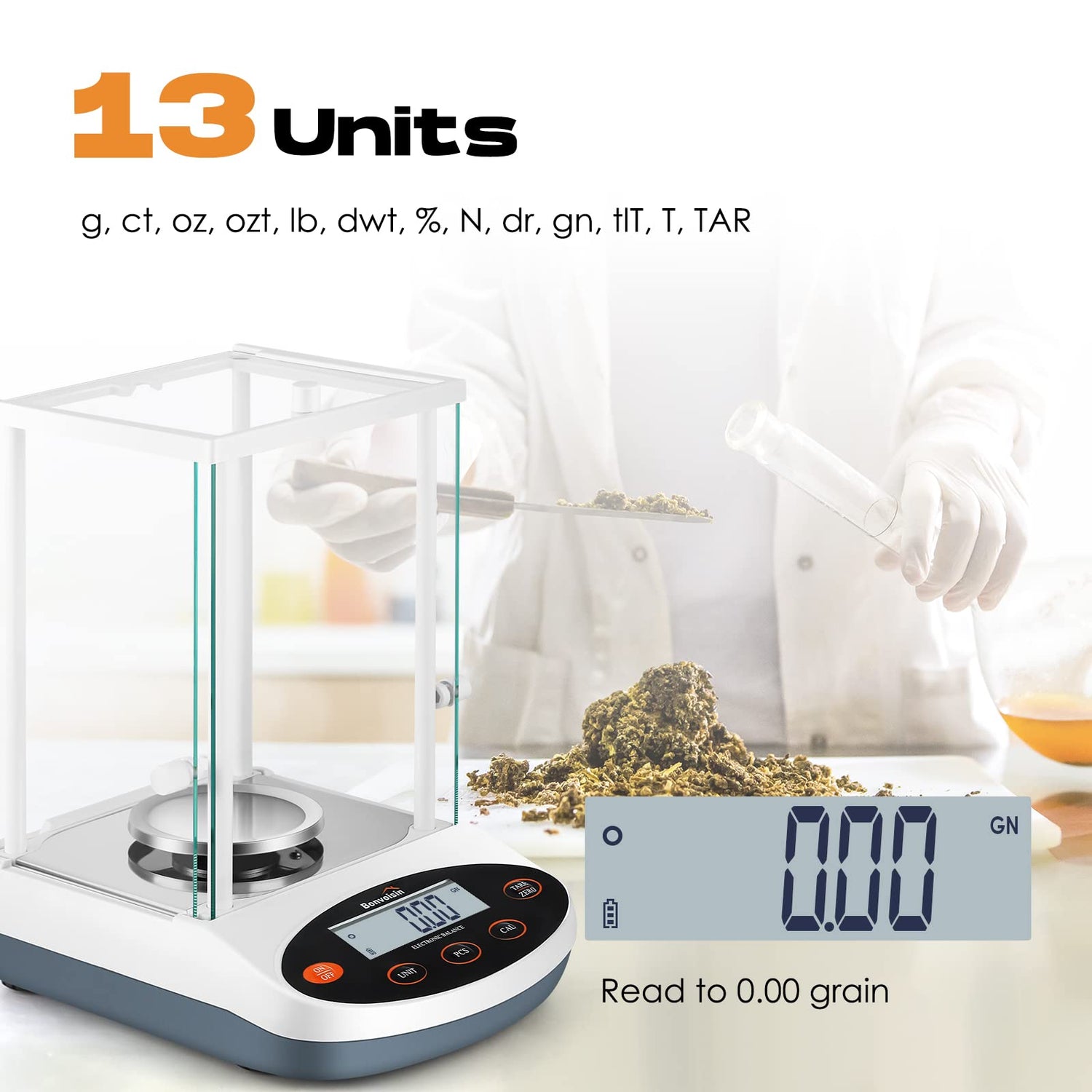 Bonvoisin Analytical Balance 300gx1mg Precision Lab Scale Digital Electronic Scale 1mg Laboratory Analytical Scale LCD Display Scientific Scale with Bonvoisin