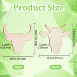 OLYCRAFT 60Pcs 2 Styles Unfinished Wood Cow Head Pieces Wood Cattle Head Blank Cutouts Unfinished Cow Wood Pieces Blank Wooden Cow Slices for OLYCRAFT