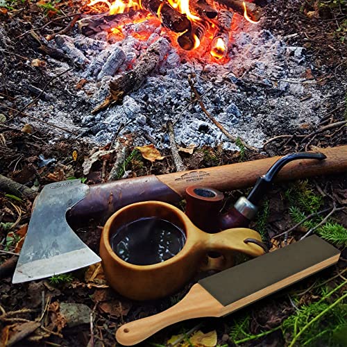 LAVODA Leather Strop for Knife Sharpening with Polishing Compound Paddle Strop Double-sided Strop Kit 14" x 2" Knife Stropping Block for Honing LAVODA