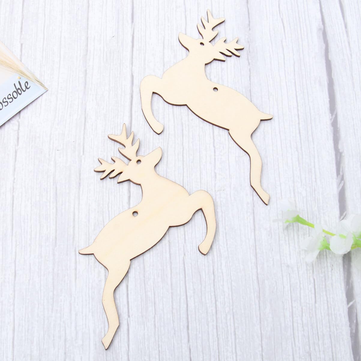 MAGICLULU 10pcs Christmas Shapes Wood Elk Slices Christmas Wood Ornaments Unfinished Wood Ornaments Wood Slices Blank Farmhouse Stockings Christmas MAGICLULU
