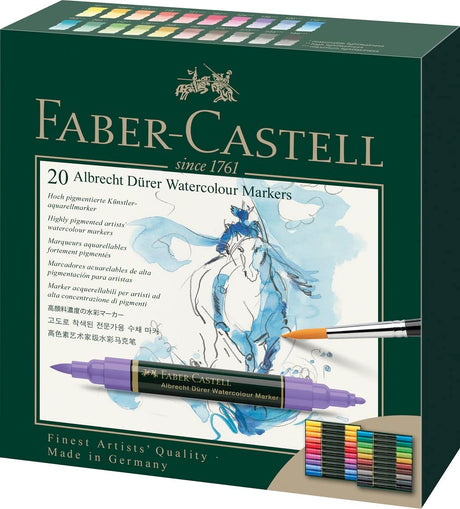 Faber-Castell Albrecht Durer Watercolor Markers - Wallet of 20, Watercolor Dual Tip Markers Faber-Castell