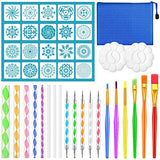 Mandala Dotting Tool Art Kit, Audab 42 Pcs Mandala Rock Dotting Set with Stencil Templates, Stylus Pens Paint Tray and Paint Brushes for Mandala Rock Audab